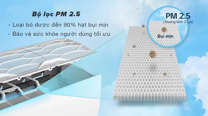 Loại bỏ bụi mịn đến 90%